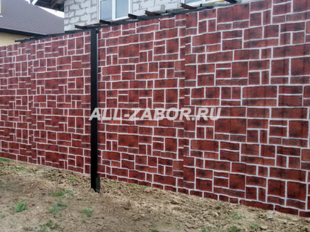 Забор из профнастила с покрытием «под кирпич» Rustic Brick
